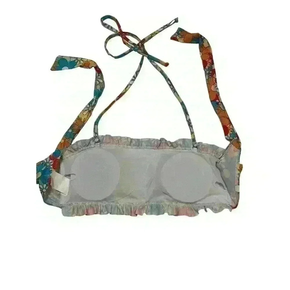Convertible Floral Smocked Bandeau Halter Bikini Top Wear 2 Ways NWOT Size M - Picture 5 of 6